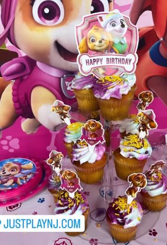 Large Cup Cakes with  themed cup cake toppers